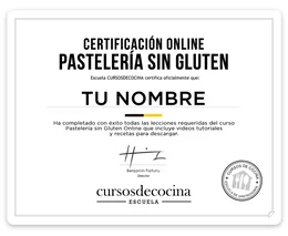 Certificado real del curso Pastelería Sin Gluten Online